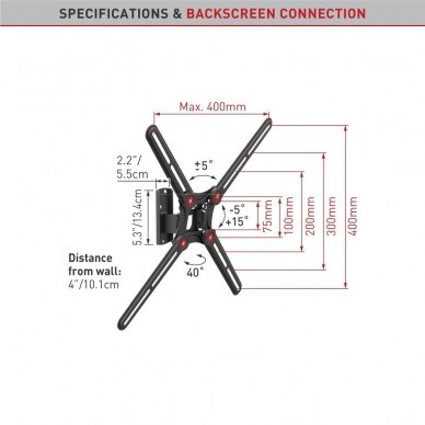 BARKAN BM320 13"-65" TV, pasukamas ir palenkiamas, sieninis 2