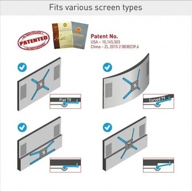 BARKAN DTP410 13"-83" TV, pakreipiamas, trikojis 8