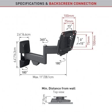 BARKAN E140.B 13"-29" TV, 4 lankstų, sieninis, juodas 2