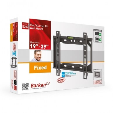 BARKAN E202+.B 19"-39" plokšičam TV, fiksuotas, sieninis, juodas 3