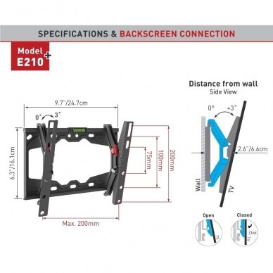 BARKAN E210+.B 13"-43" TV, pakreipiamas, sieninis, juodas 2