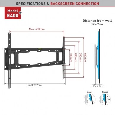 BARKAN E400+.B 32"-90" lenktam TV, fiksuotas, sieninis, juodas 2